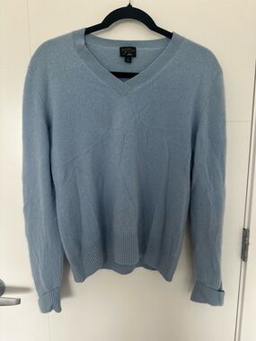 J. Crew Light Blue V-Neck Cashmere Sweater